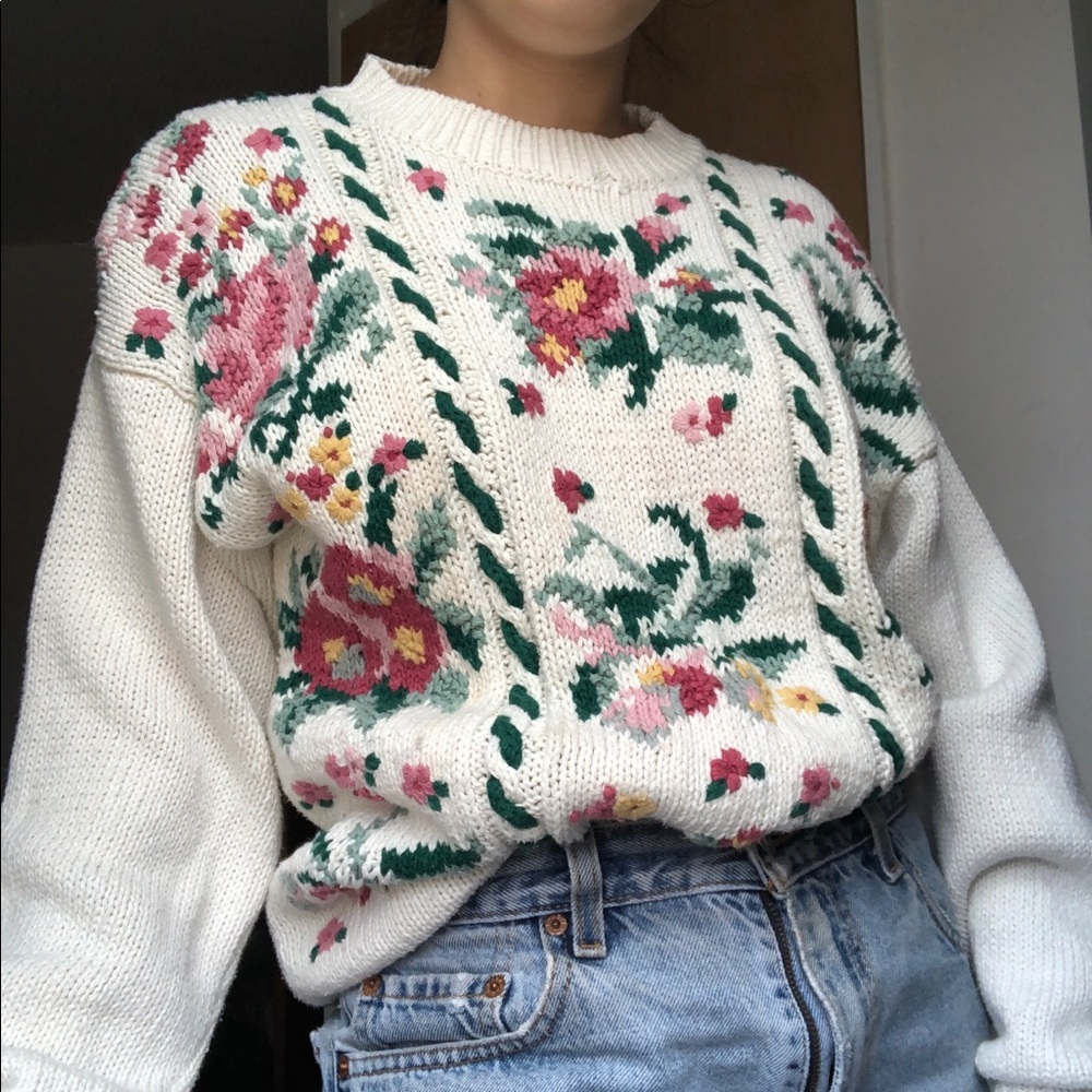 vintage floral sweater